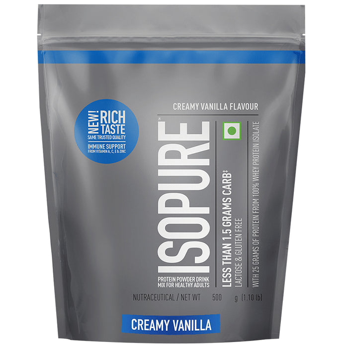 Isopure Whey Protein Isolate | Powder for Skin, Nails & Immunity | Flavour Creamy Vanilla
packet of 500 gm Powder