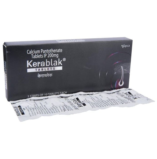 Kerablak 200mg Calcium Pantothenate Tablet
strip of 10 tablets
