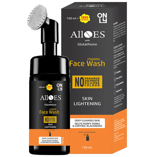 Alloes with Glutathione Skin Lightening Foaming Face Wash with Foam Spray
bottle of 150 ml Face Wash