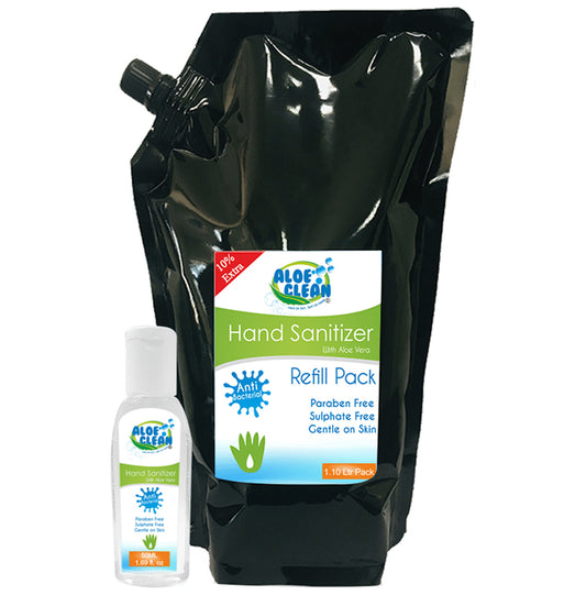 Aloe Clean Anti Bacterial Hand Sanitizer 500ml with Refill Pack 1.10L
combo pack of 2 units