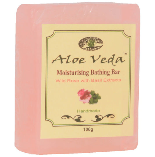 Aloe Veda Moisturising Bathing Bar Wild Rose with Basil Extracts
packet of 100 gm Soap