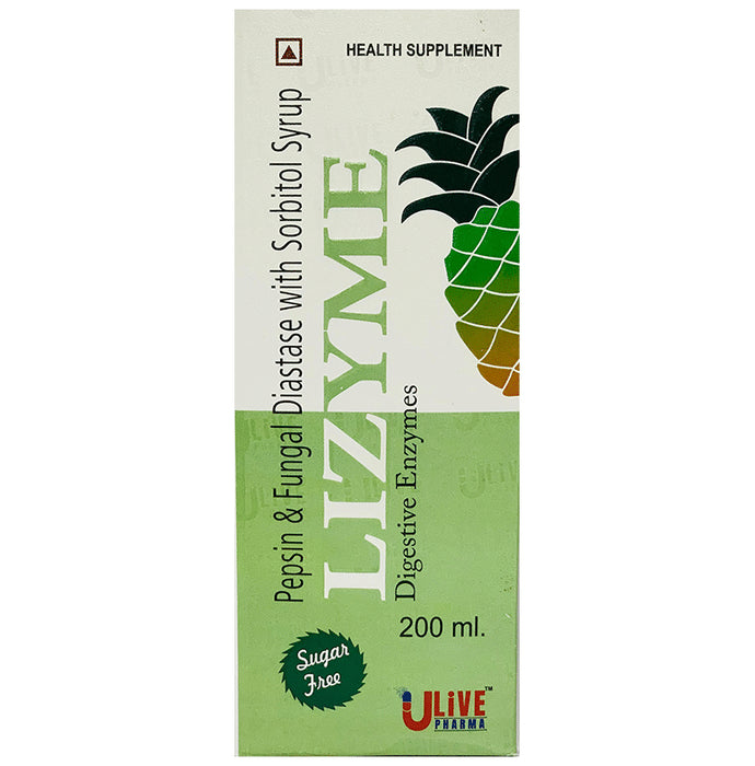 Lizyme Digestive Enzyme Sugar Free Syrup
bottle of 200 ml Syrup
