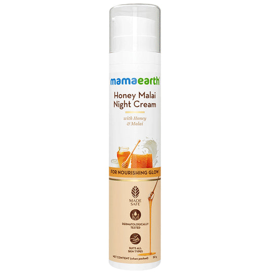 Mamaearth Honey Malai Night Cream | Paraben & Silicone-Free | For All Skin Types
pump bottle of 50 gm Cream