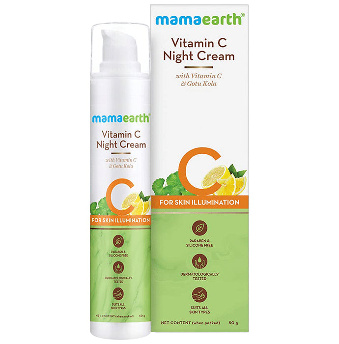 Mamaearth Vitamin C Night Cream | Paraben & Silicone-Free | For All Skin Types
pump bottle of 50 gm Cream