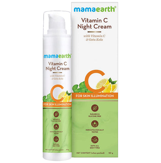 Mamaearth Vitamin C Night Cream | Paraben & Silicone-Free | For All Skin Types
pump bottle of 50 gm Cream