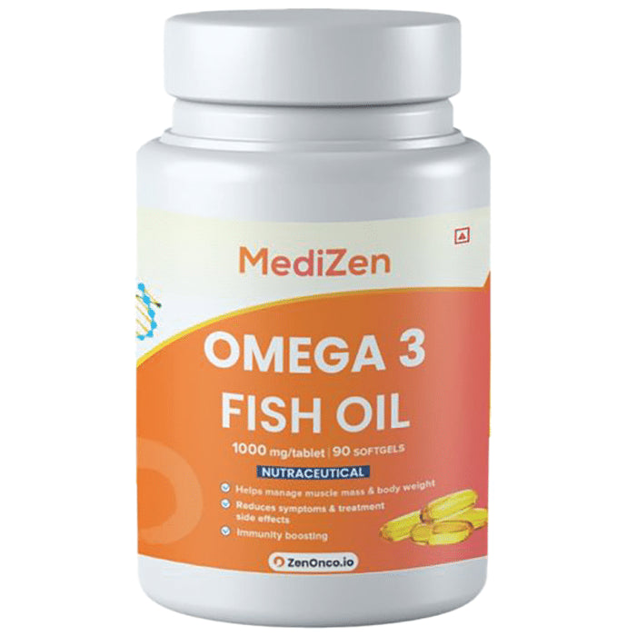 MediZen Omega 3 Fish Oil 1000mg Softgel Capsule
bottle of 90 soft gelatin capsules