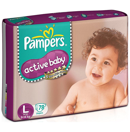 Pampers Active Baby with Comfortable Fit | Size Diaper Large
packet of 78 diapers
