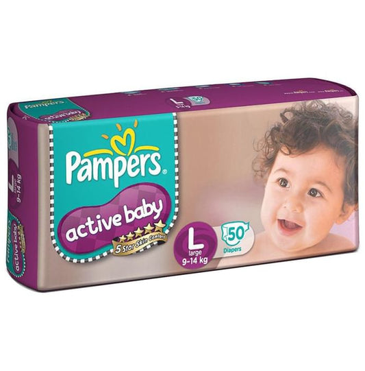 Pampers Active Baby with Comfortable Fit | Size Diaper Large
packet of 50 diapers