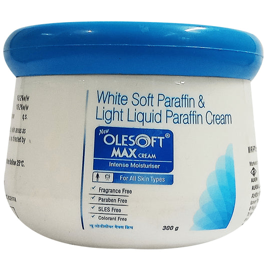 New Olesoft Max Moisturising Cream with Soft Paraffin & Light Liquid Paraffin | For All Skin Types
jar of 300 gm Cream