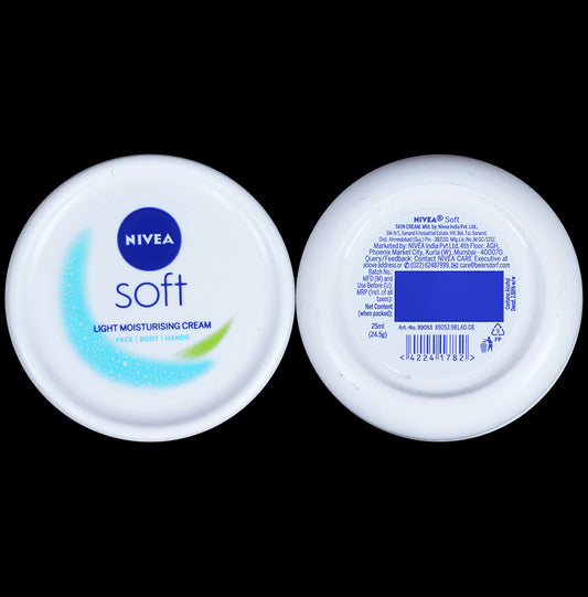 Nivea Soft Light Moisturiser for Face, Body & Hands | Quick Absorbing Face Care Product for All Skin Types
jar of 25 ml Cream