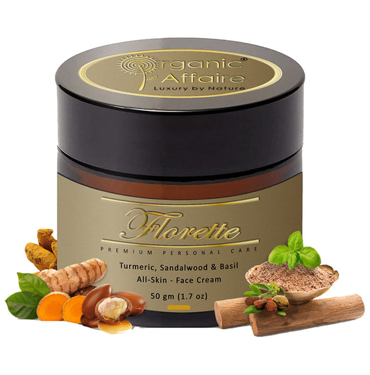 Organic Affaire Turmeric, Sandalwood & Basil All-Skin Face Cream
jar of 50 gm Cream