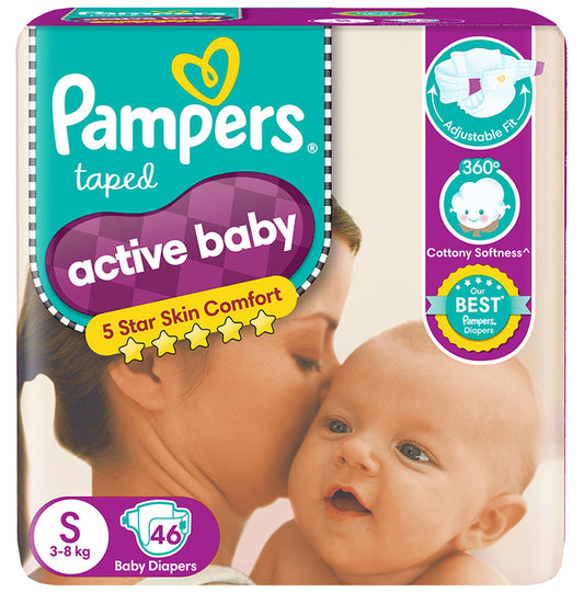 Pampers Active Baby with Comfortable Fit | Size Diaper Small
packet of 46 diapers