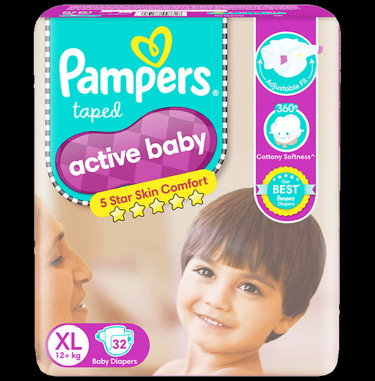 Pampers Active Baby with Comfortable Fit | Size Diaper XL
packet of 32 diapers
