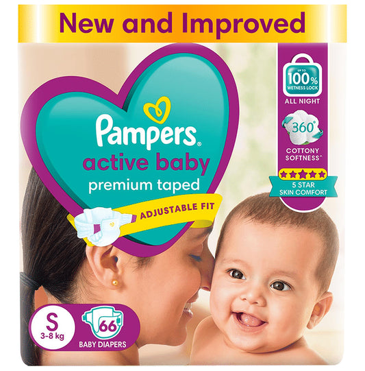 Pampers Diaper Active Baby Premium Adjustable Fit Small Taped
packet of 66 diapers