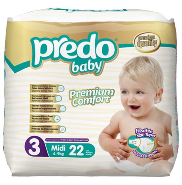Predo Baby Diaper Midi
packet of 22 diapers