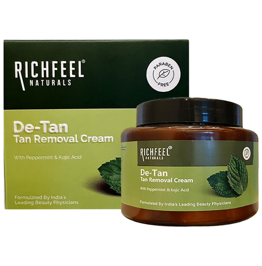 Richfeel De-tan Cream | Natural Skin Tan Removal with Honey, and Cucumber (100gm Each)
box of 1 Jar