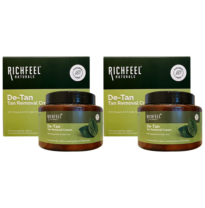 Richfeel De-tan Cream | Natural Skin Tan Removal with Honey, and Cucumber (100gm Each)
combo pack of 2 jar