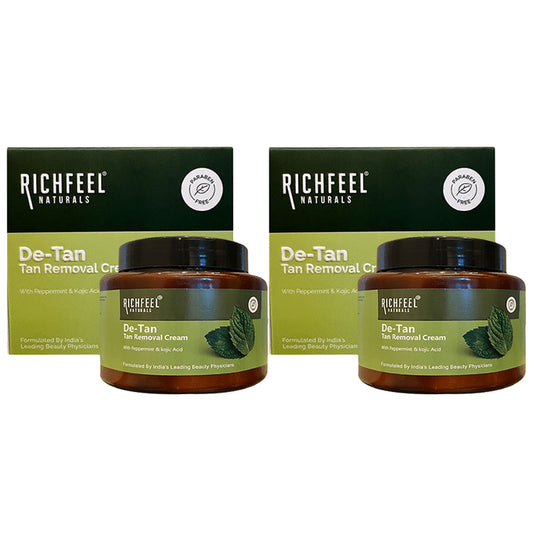 Richfeel De-tan Cream | Natural Skin Tan Removal with Honey, and Cucumber (100gm Each)
combo pack of 2 jar