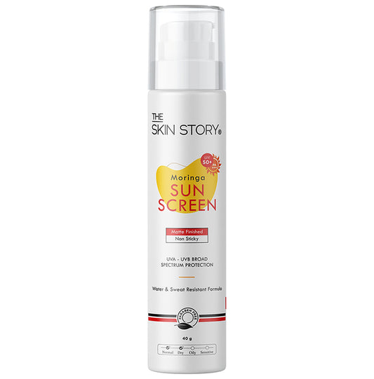 The Skin Story Moringa Face Sunscreen SPF 50+ PA+++ UVA UVB Protection, Water & Sweat Resistant & Non-Sticky
bottle of 40 gm Cream