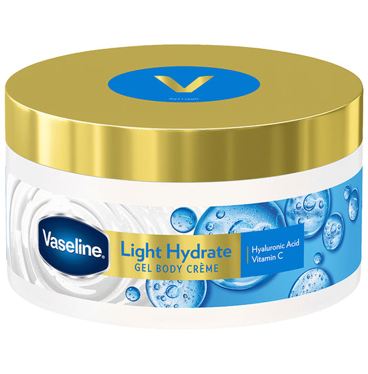 Vaseline Light Hydrate Gel Body Creme Hyaluronic Acid & Vitamin C for Hydrated, Radiant Skin Hyaluronic Vitamin-C
jar of 180 gm Cream