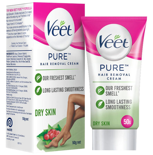 Veet Pure Hair Removal Cream for Women | No Ammonia Smell | For Dry Skin
box of 50 gm Cream