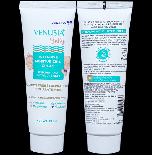 Venusia Baby Intensive Moisturizing Cream | For Dry & Ultra-Dry Skin | Paraben & Sulphate-Free
tube of 75 gm Cream