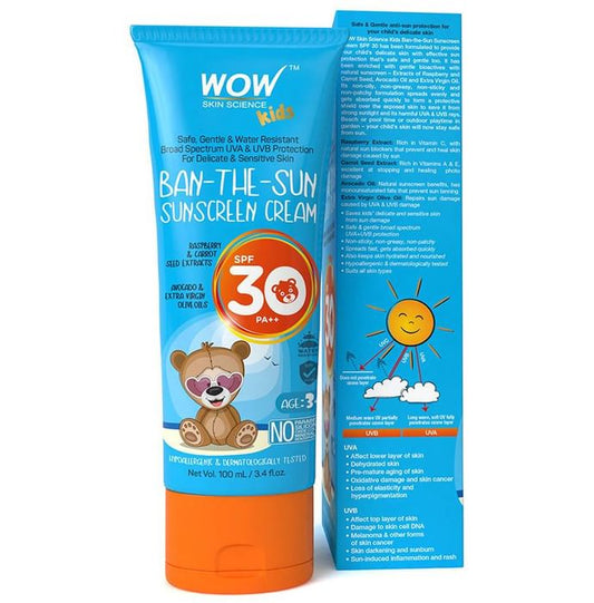 WOW Skin Science Kids Ban-The-Sun Sunscreen Cream SPF 30
tube of 100 ml Cream