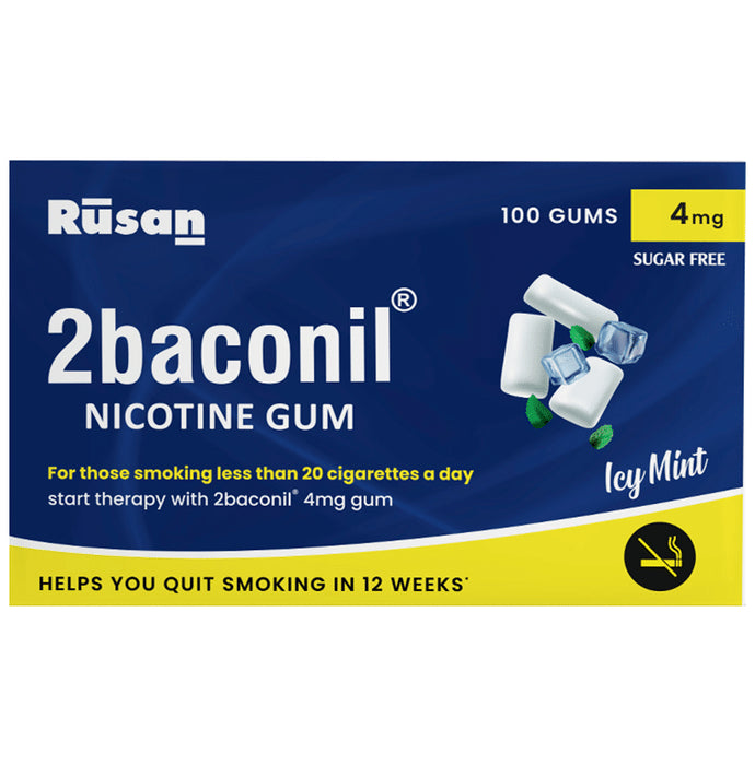 2baconil 4mg Nicotine Gums for Quit Smoking / Tobacco (For More Than 20 Cigarette/Day Smoker) Icy Mint
10 Chewing Gum
