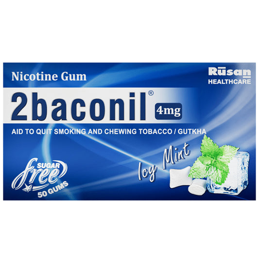 2baconil 4mg Nicotine Gums for Quit Smoking / Tobacco (For More Than 20 Cigarette/Day Smoker) Mint
50 Chewing Gum
