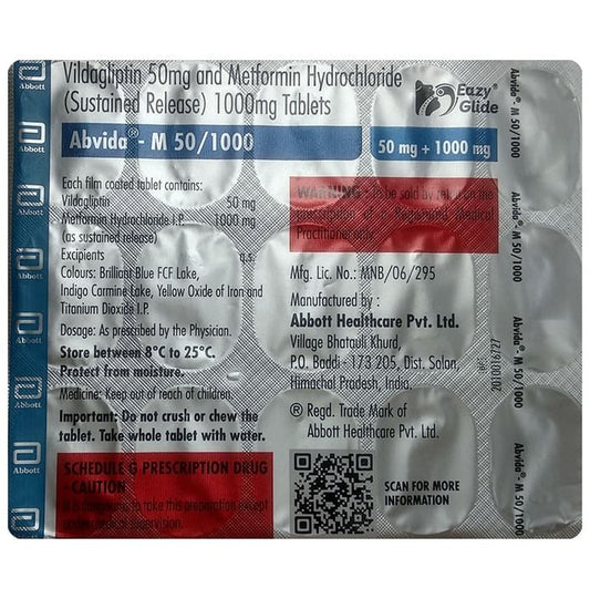 Abvida-M 50/1000 Eazy Glide Tablet SR
15 Tablet SR