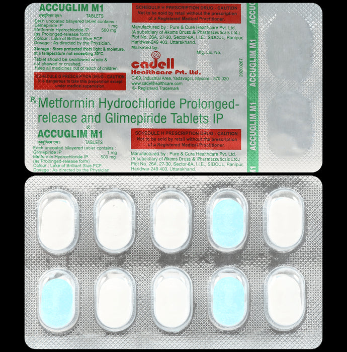 Accuglim M 1mg/500mg Tablet
10 Tablet