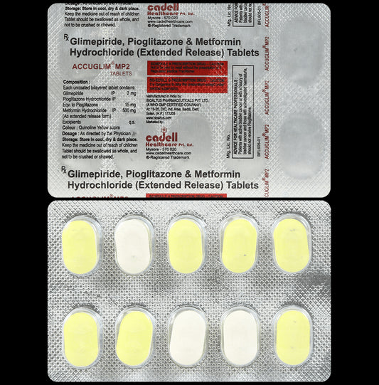 Accuglim MP 2mg/500mg/15mg Tablet
10 Tablet