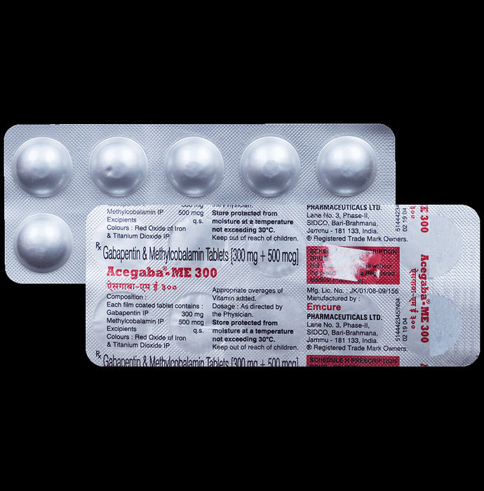 Acegaba ME 300mg/500mcg Tablet
10 Tablet