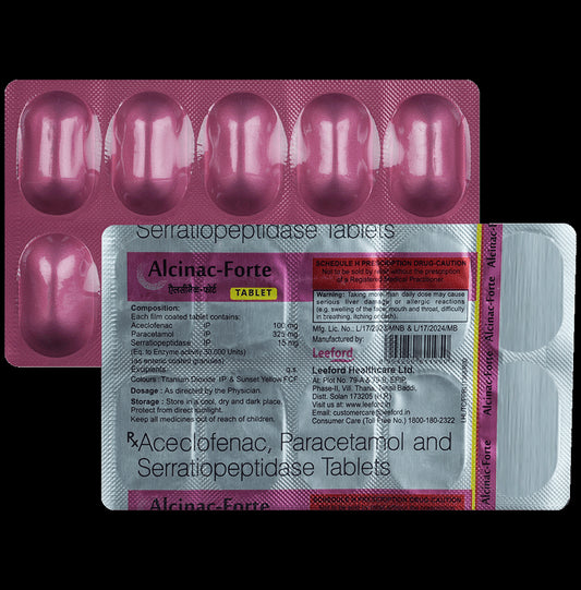 Alcinac Forte 100mg/325mg/15mg Tablet
10 Tablet