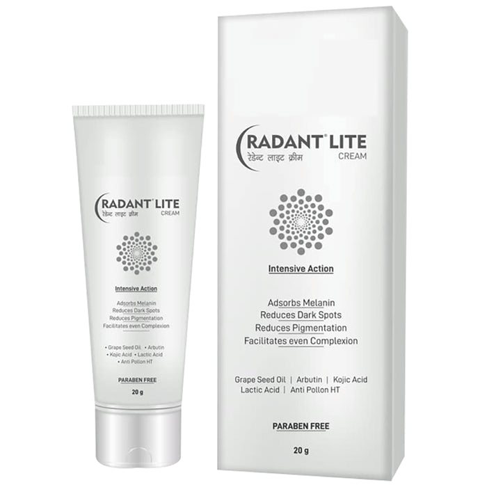 Radant Lite Cream for All Skin Types | Reduces Pigmentation & Dark Spots | Paraben-Free
20 gm Cream